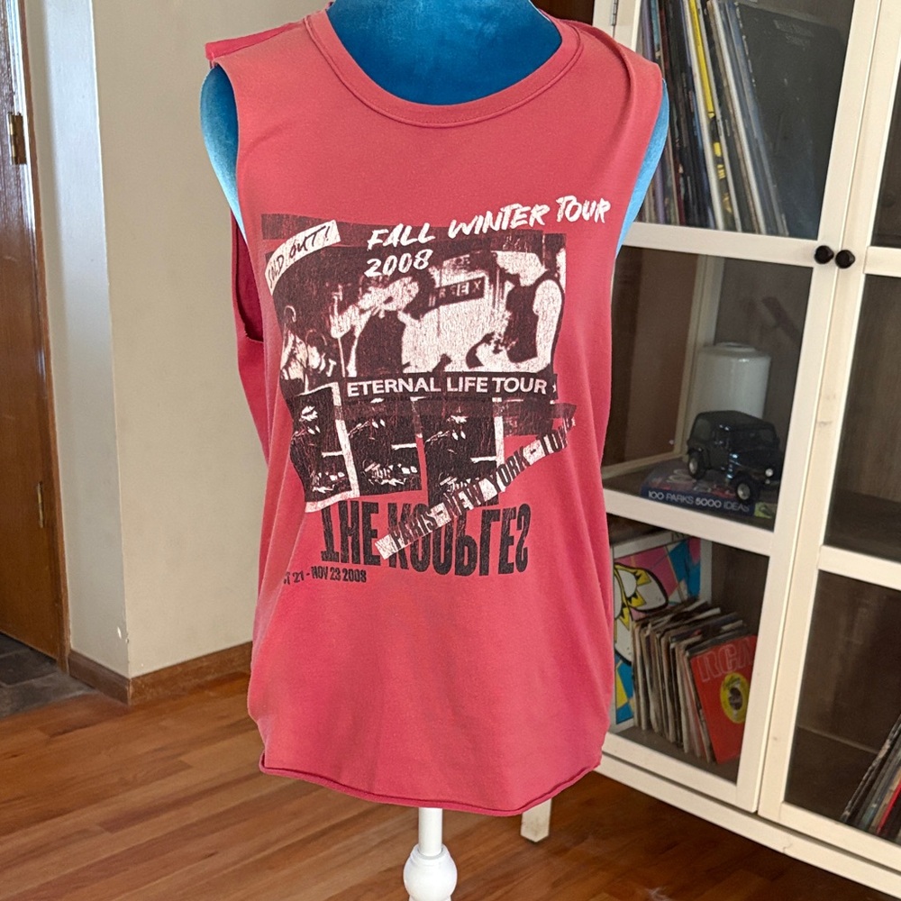 The Kooples Coral Muscle Tank with Black White Tour Graphic